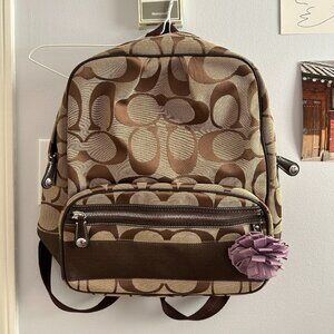 Coach Cloth Backpack with Purple Poppy